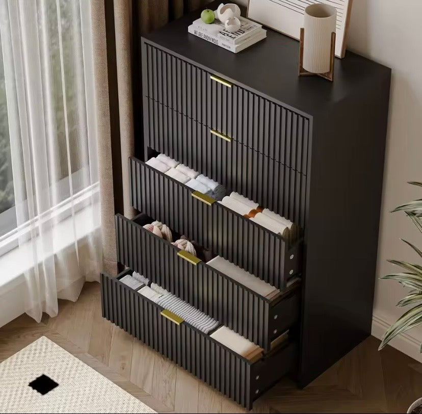Black Dresser with Gold Handles
