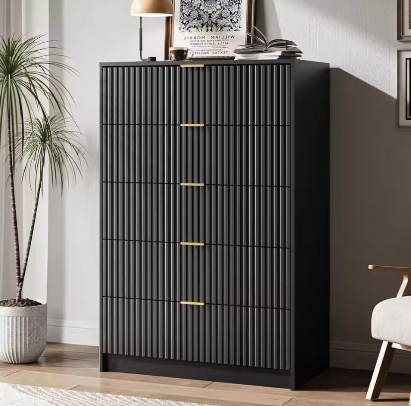 Black Dresser with Gold Handles