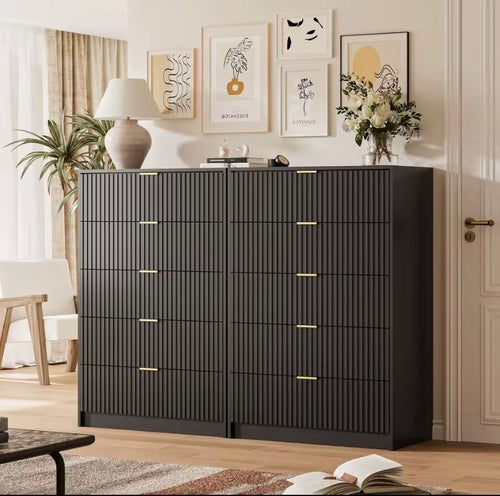 Black Dresser with Gold Handles